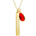 Engravable Vertical Gold Bar Necklace with Pear Shaped Birthstone