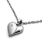 Titanium & Diamond Heart Necklace on Rolo Chain