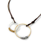 Silver and Gold Eternity Circles Leather Necklace