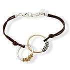 Silver and Gold Eternity Circles Leather Bracelet