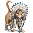 Chief Runs with Paws Cat Figurine with Tribal Style Outfit