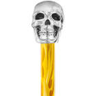 Sterling Silver Skull Walking Stick with Flame Detailed Shaft