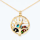 Mother's Day Family Tree Round Birthstone Gold Locket