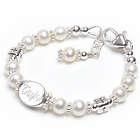 Bless This Child Personalized Pearl and Cross Bead Bracelet