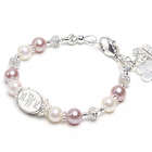 Child's Dazzling Pink & White Pearl Bracelet with Engraved Bead