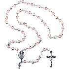 First Communion Pearl and Pink Hearts Rosary