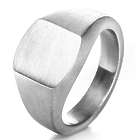 Cushion Signet Ring in Brushed Stainless Steel