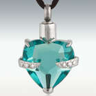 Hold My Heart Aquamarine Stainless Steel Cremation Pendant