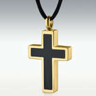 Engravable Cremation Ebony Cross Gold Stainless Steel