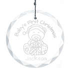 Baby's First Christmas Personalized Round Faceted Glass Ornament