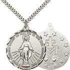 Sterling Silver Miraculous Medal Pendant Necklace