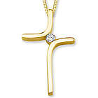 Diamond Solitaire Cross Pendant in 14 Karat Yellow Gold