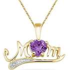 Amethyst and Diamond Mom Necklace in 10K Yellow Gold