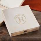 Personalized Circle Monogram Wooden Memory Cigar Box