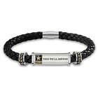 Personalized Army Strong Leather and Stainless Steel Bracelet