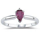 0.57 Ct Ruby Pear Ring in 14K White Gold