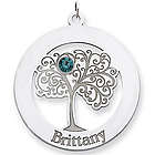 Sterling Silver Family Tree Circle Pendant with One Stone