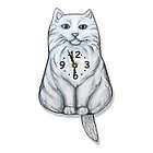 Tail-Swinging White Cat Pendulum Clock