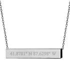 Personalized Coordinate Square Silver Name Bar Necklace