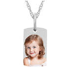 Tiny Photo Dog Tag Necklace in White Gold