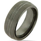 Double Grooved Brushed Finish Tungsten Ring