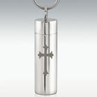 Engravable Cross Cylinder Stainless Steel Cremation Necklace
