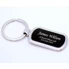 Personalized Oval Keychain in Silver and Black