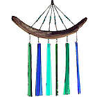 Blue and Green Fused Glass Wind Chime