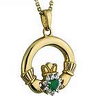 10 Carat Claddagh Pendant with Agate and Cubic Zirconia