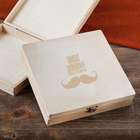 Groomsman's Personalized Wooden Cigar Box with Mustache Design