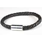 6mm Black Braided Leather Bracelet