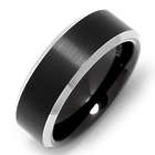 Men's Beveled Edge Brushed Black Tungsten Ring