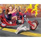 Hell on Wheels Caricature with Red Motorcycle Art Print
