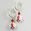Red Awareness Ribbon Silver Earrings