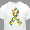 Autism Puzzle Piece Ribbon T-Shirt in Youth or Adult