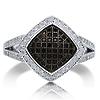 Sterling Silver CZ Black and White Split Shank Ring