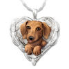 Dachshunds Are Angels Heart Shaped Engraved Pendant Necklace
