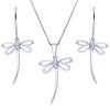 Sterling Silver CZ Dragonfly Fashion Necklace and Earrings