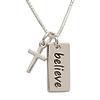 Sterling Silver Believe Pendant Necklace with Cross