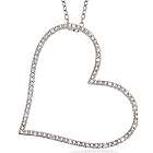 Diamond Open Heart Pendant Sterling Silver Necklace
