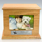 Personalized Medium Photo Oak Cremation Urn with Horizontal Photo