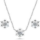 Sterling Silver Cubic Zirconia Snowflake Necklace and Earrings