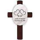 Personalized Two Hearts Oval Wedding Cross