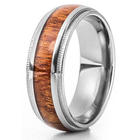Men's Wood Inlay Titanium Ring with Milgrain Edge