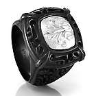 Lace Black Titanium and Sterling Silver Signet Ring
