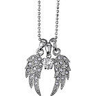 Silver Tone Angel Wings CZ Pendant Necklace