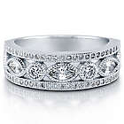 Sterling Silver Marquise Cut CZ Art Deco Eternity Ring