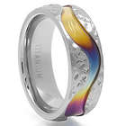 Rainbow Hammer Finish Titanium Ring