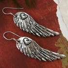 Silver-Plated Angel Wing Heart Earrings