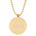Personalized Gold-Plated Medium Round Tag Stainless Steel Pendant